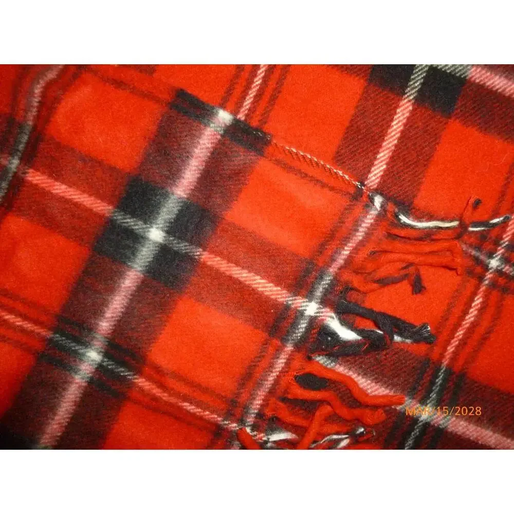 Faribo Woolen Mills Acrylic Blanket Fringed Throw Campus‎ Plaid Tartan 40x50